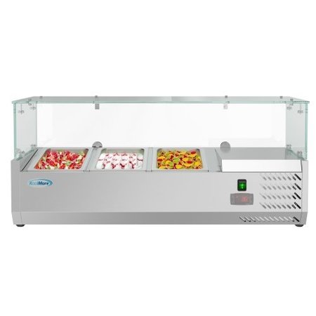 KOOLMORE 40" Refrigerated Countertop Condiment Prep Rail Sandwich Prep Station SCDC-3P-SSL